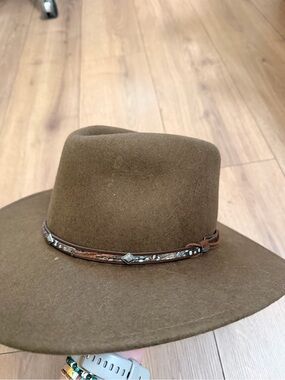 Stetson Brown Felt Western Hat with Decorative Leather Band